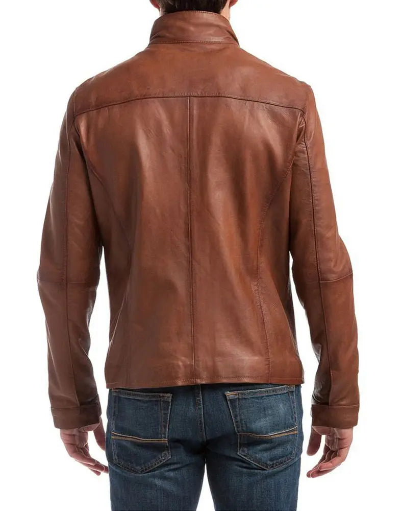 Men Lambskin Genuine Leather Jacket MJ309 freeshipping - SkinOutfit