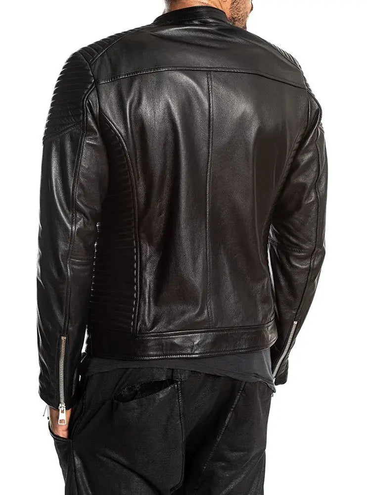 Men Lambskin Genuine Leather Jacket MJ311 freeshipping - SkinOutfit