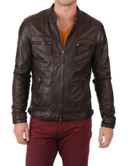 Men Lambskin Genuine Leather Jacket MJ335 freeshipping - SkinOutfit
