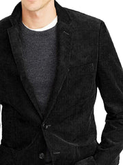 Men's Corduroy Sport Coat Blazer Jacket Black SkinOutfit