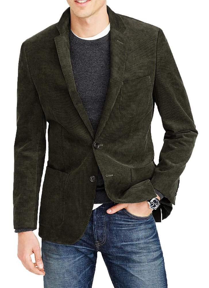 Men's Corduroy Sport Coat Blazer Jacket Green SkinOutfit