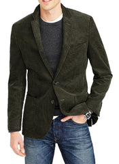Men's Corduroy Sport Coat Blazer Jacket Green SkinOutfit