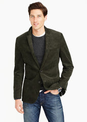 Men's Corduroy Sport Coat Blazer Jacket Green SkinOutfit