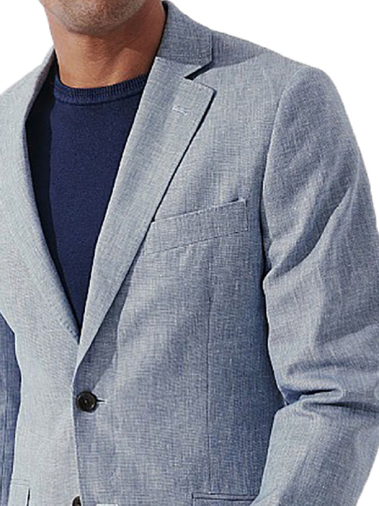 Men's Pure Cotton Linen Jacket Blue SkinOutfit