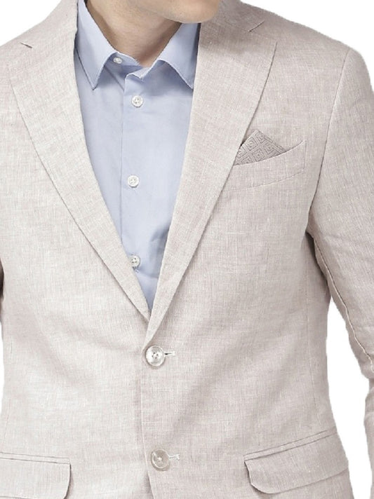 Men's Pure Cotton Linen Jacket Off White SkinOutfit