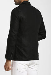 Men's Pure Cotton Linen Jacket Black SkinOutfit