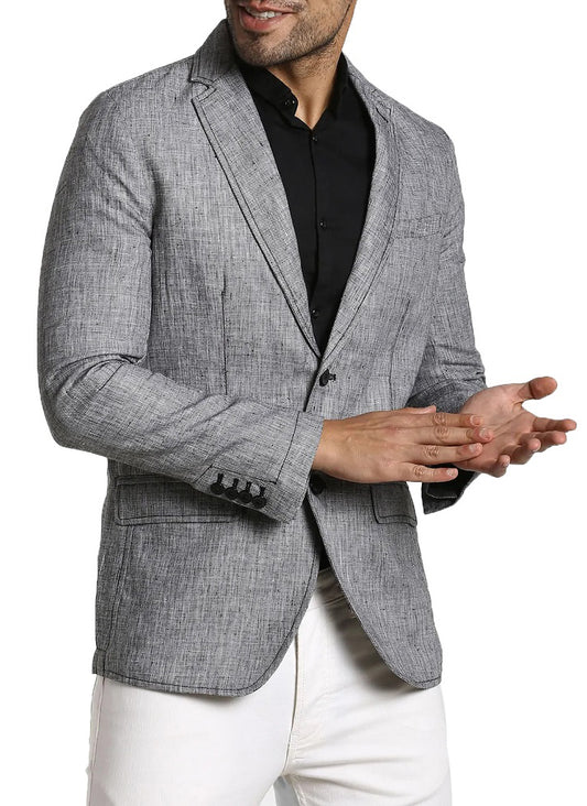 Men's Pure Cotton Linen Jacket Gray SkinOutfit