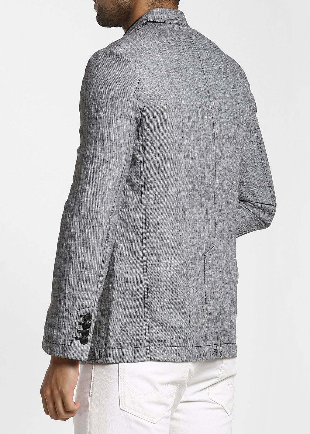 Men's Pure Cotton Linen Jacket Gray SkinOutfit