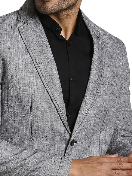 Men's Pure Cotton Linen Jacket Gray SkinOutfit