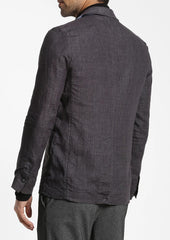 Men's Pure Cotton Linen Jacket Dark Gray SkinOutfit
