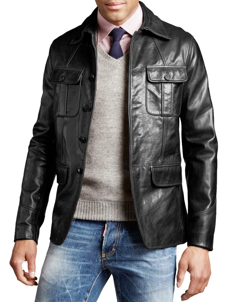 Men Genuine Leather Blazer Sport Coat 13 SkinOutfit