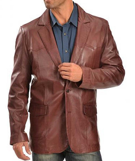 Men Genuine Leather Blazer Sport Coat 17 SkinOutfit