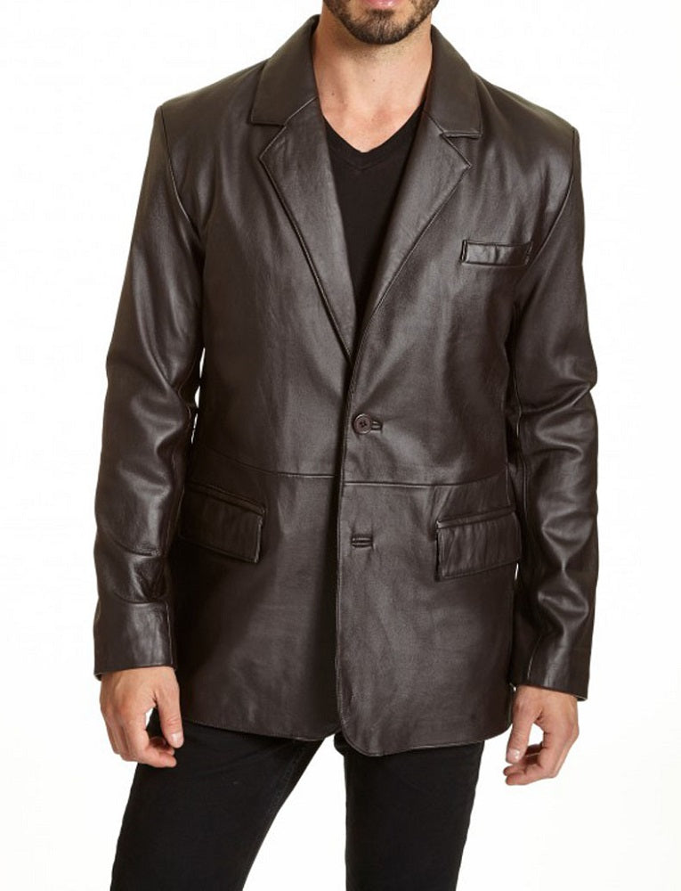 Men Genuine Leather Blazer Sport Coat 21 SkinOutfit