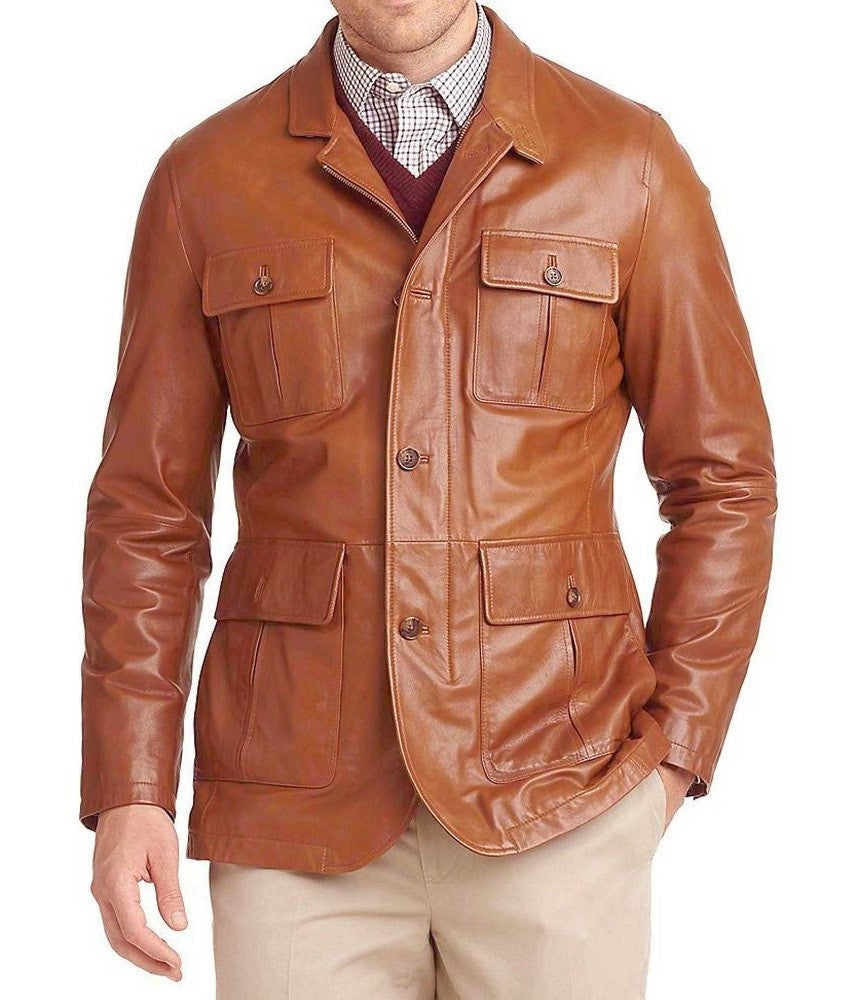 Men Genuine Leather Blazer Sport Coat 33 SkinOutfit