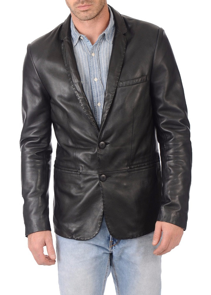Men Genuine Leather Blazer Sport Coat 34 SkinOutfit
