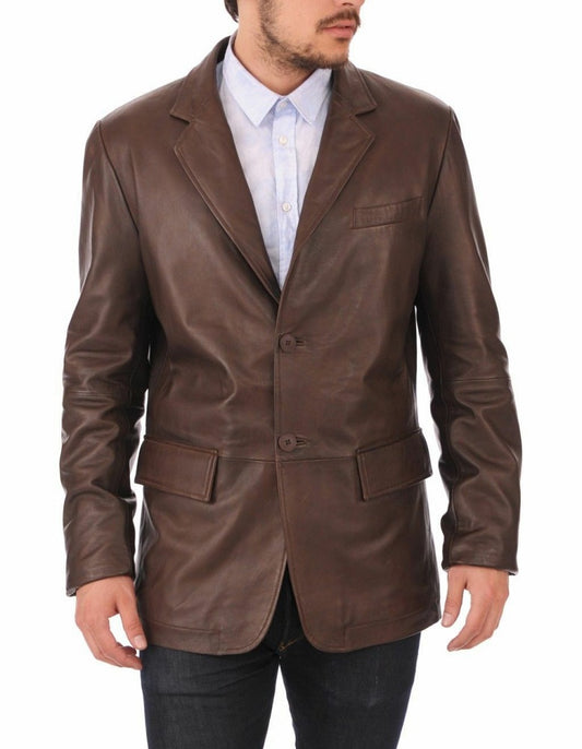 Men Genuine Leather Blazer Sport Coat 46 SkinOutfit