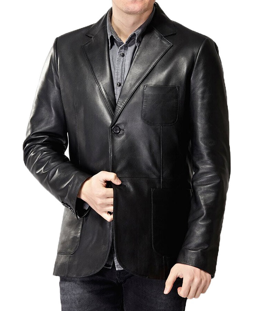 Men Genuine Leather Blazer Sport Coat 48 SkinOutfit