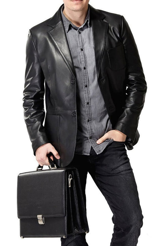 Men Genuine Leather Blazer Sport Coat 48 SkinOutfit