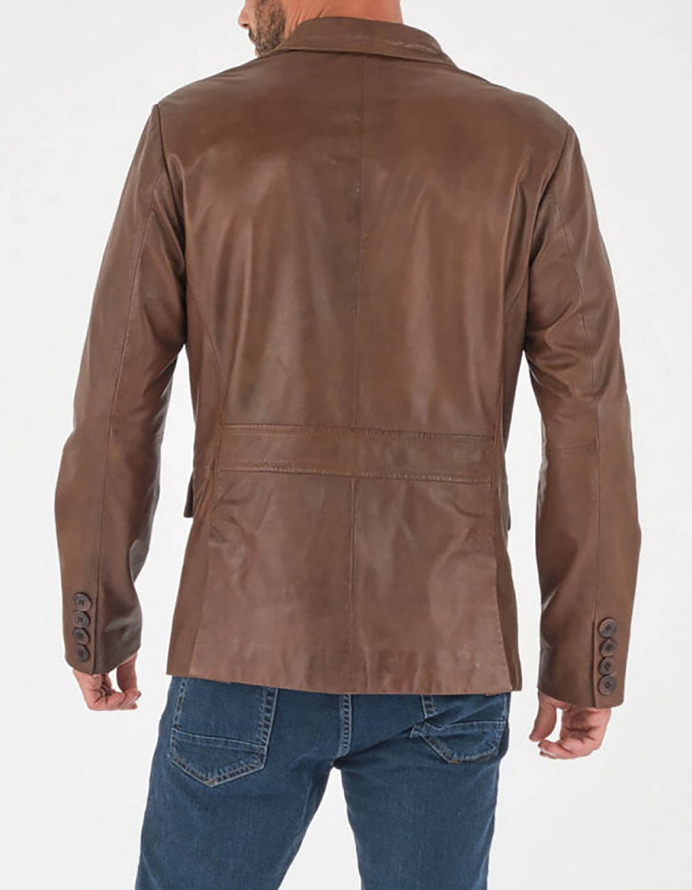 Men Genuine Leather Blazer Sport Coat 53 SkinOutfit