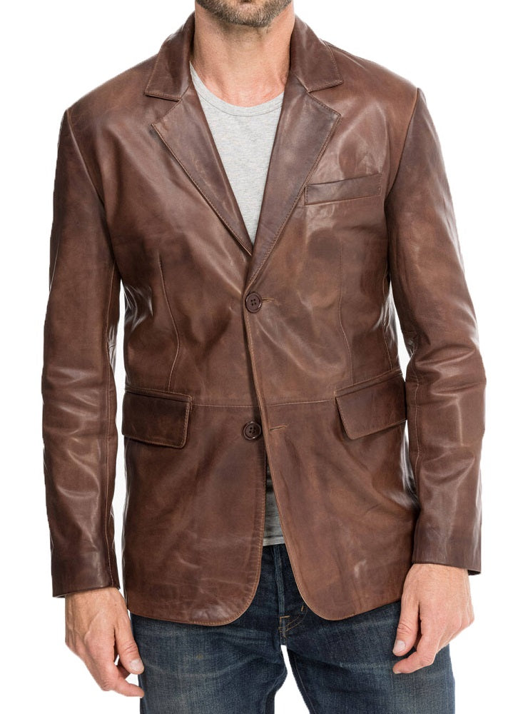 Men Genuine Leather Blazer Sport Coat 56 SkinOutfit