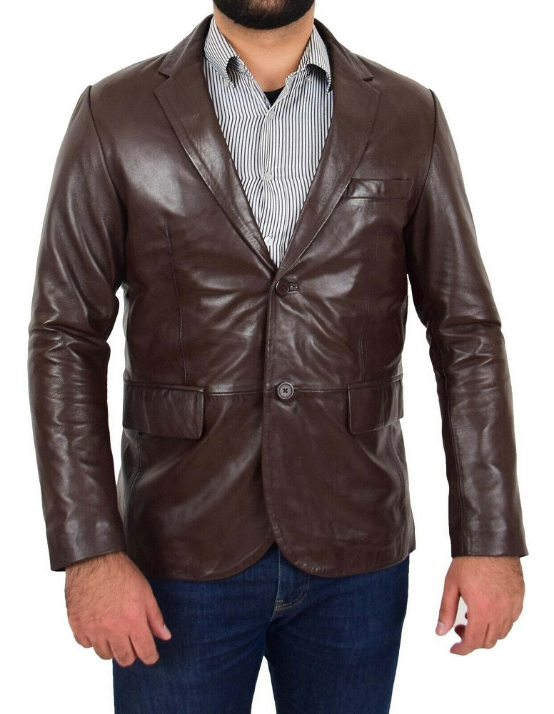 Men Genuine Leather Blazer Sport Coat 57 SkinOutfit