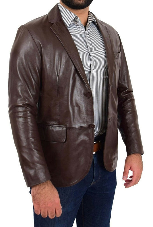 Men Genuine Leather Blazer Sport Coat 57 SkinOutfit