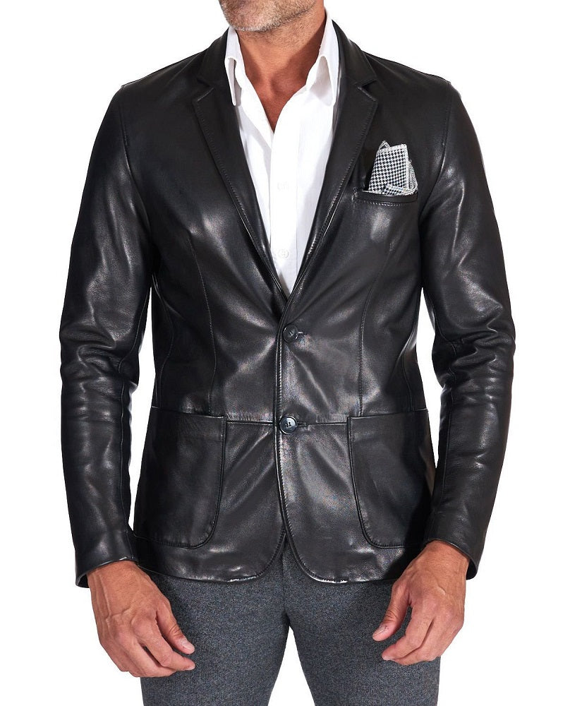 Men Genuine Leather Blazer Sport Coat 59 SkinOutfit