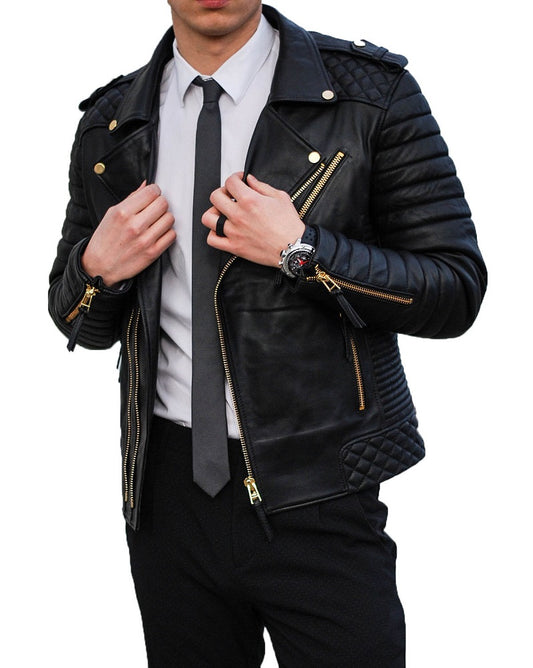 Men Lambskin Genuine Leather Jacket MJ 01 freeshipping - SkinOutfit