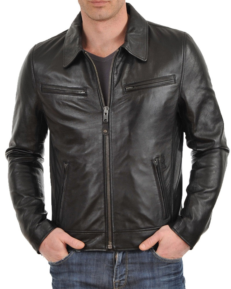 Men Lambskin Genuine Leather Jacket MJ 04 freeshipping - SkinOutfit