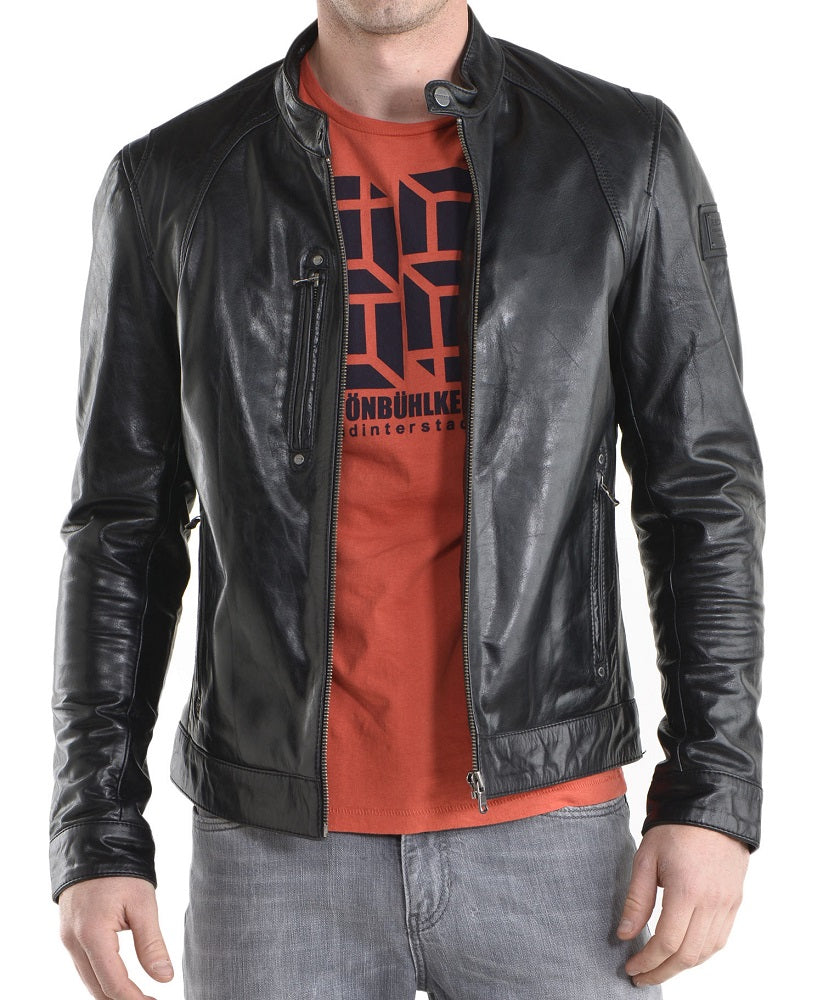 Men Lambskin Genuine Leather Jacket MJ 07 freeshipping - SkinOutfit