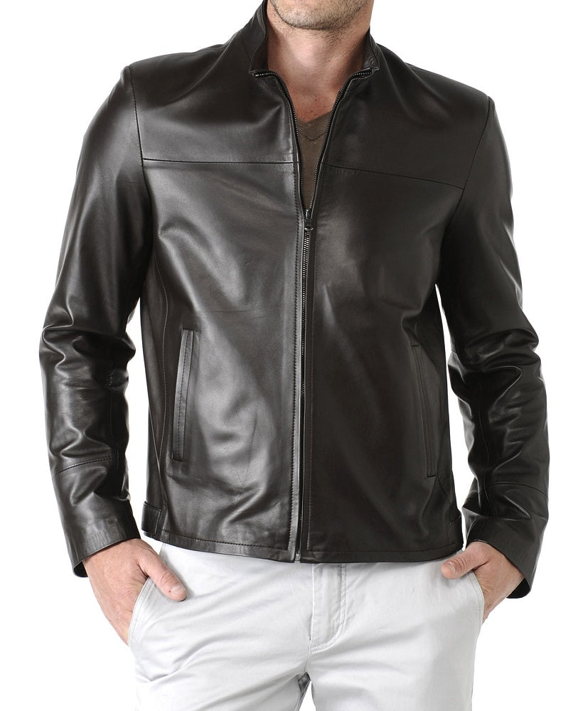 Men Lambskin Genuine Leather Jacket MJ 08 freeshipping - SkinOutfit