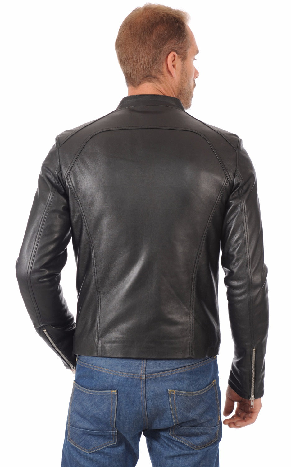 Men Genuine Leather Jacket MJ 08 freeshipping - SkinOutfit