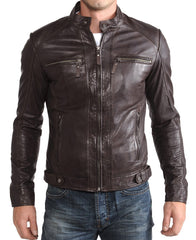 Men Lambskin Genuine Leather Jacket MJ 09 freeshipping - SkinOutfit