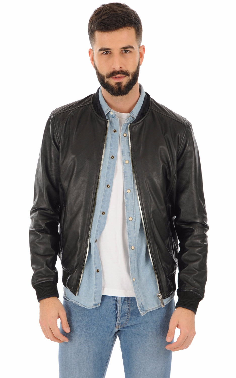 Men Genuine Leather Jacket MJ 09 freeshipping - SkinOutfit