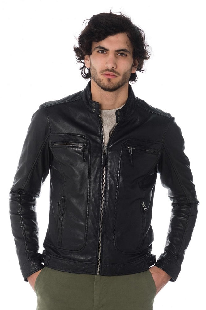 Men Genuine Leather Jacket MJ100 freeshipping - SkinOutfit