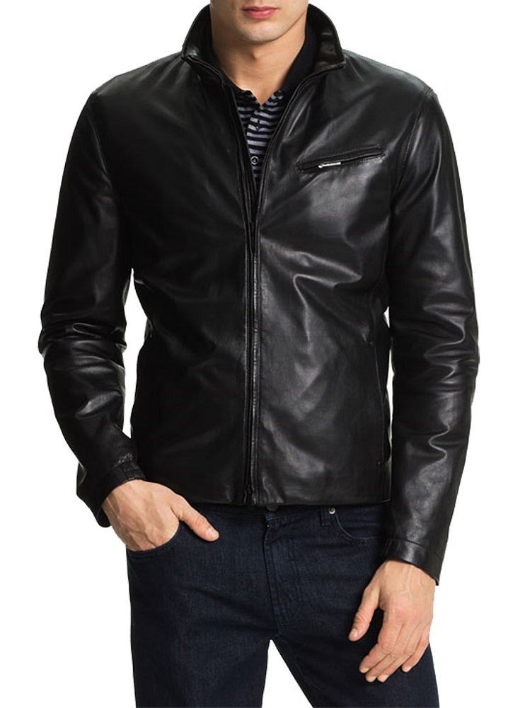 Men Lambskin Genuine Leather Jacket MJ100 freeshipping - SkinOutfit