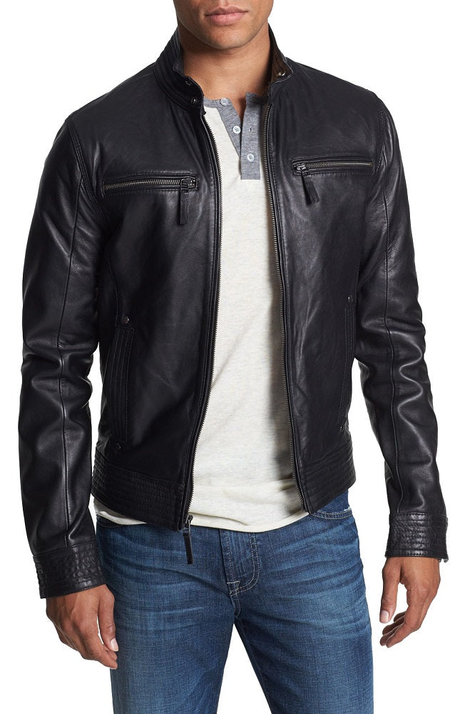 Men Lambskin Genuine Leather Jacket MJ102 freeshipping - SkinOutfit