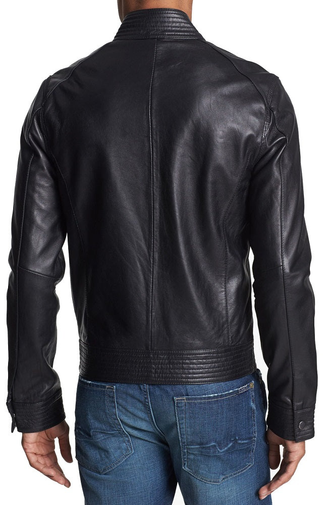 Men Lambskin Genuine Leather Jacket MJ102 freeshipping - SkinOutfit