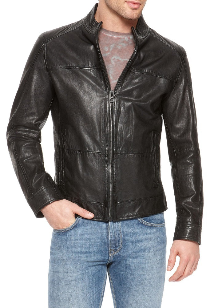 Men Lambskin Genuine Leather Jacket MJ103 freeshipping - SkinOutfit