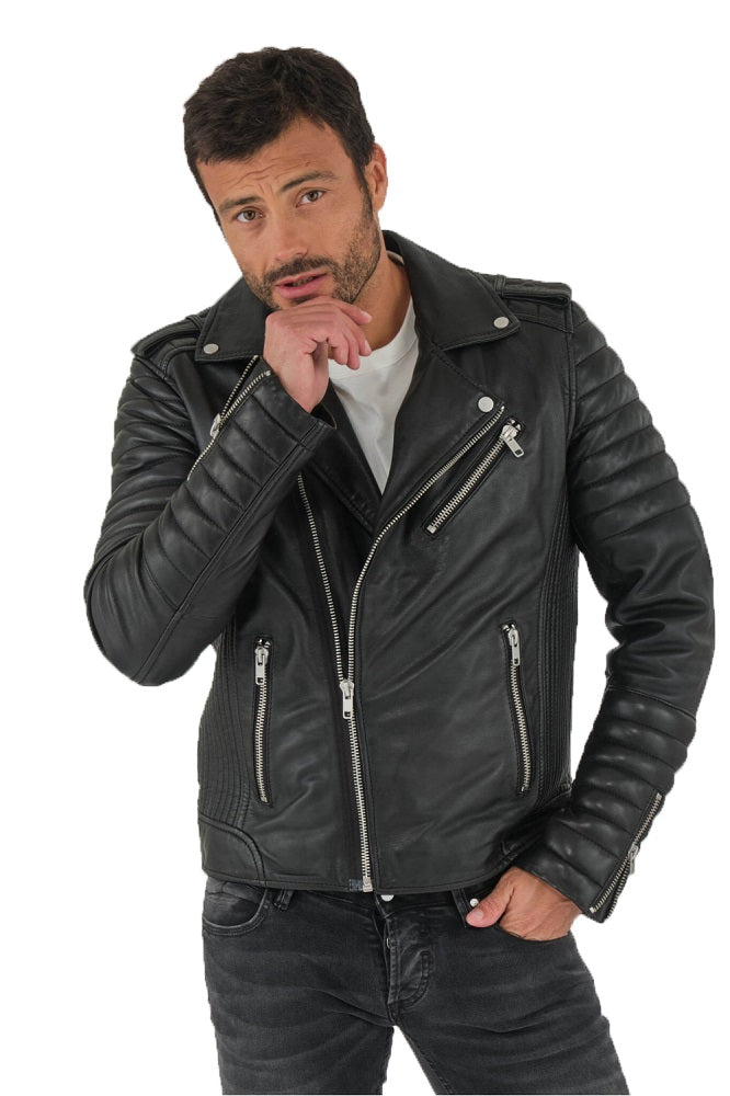 Men Genuine Leather Jacket MJ106 freeshipping - SkinOutfit