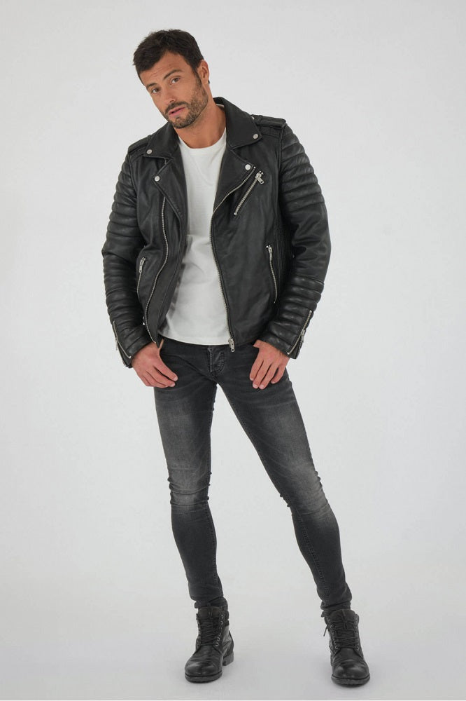 Men Genuine Leather Jacket MJ106 freeshipping - SkinOutfit