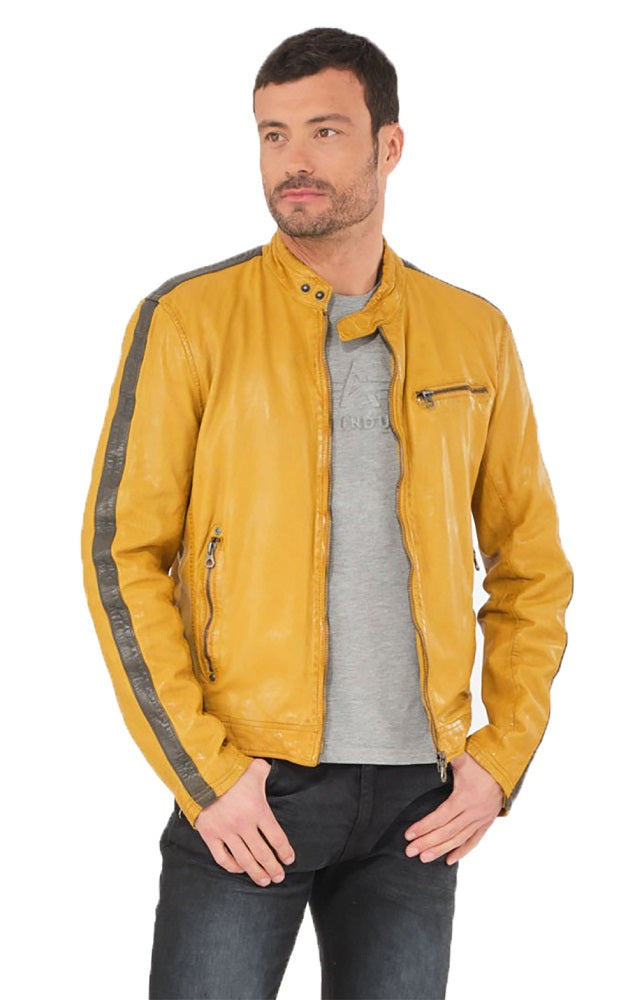 Men Genuine Leather Jacket MJ108 freeshipping - SkinOutfit