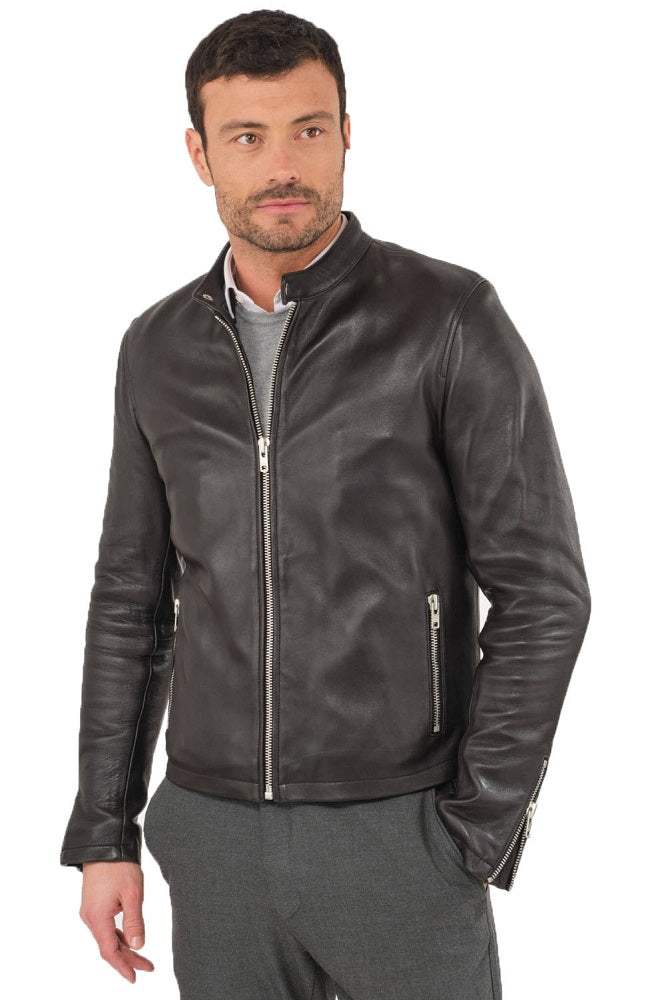 Men Genuine Leather Jacket MJ112 freeshipping - SkinOutfit