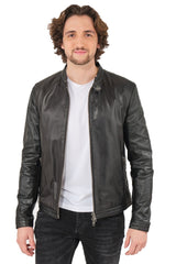 Men Genuine Leather Jacket MJ115 freeshipping - SkinOutfit