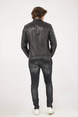 Men Genuine Leather Jacket MJ115 freeshipping - SkinOutfit