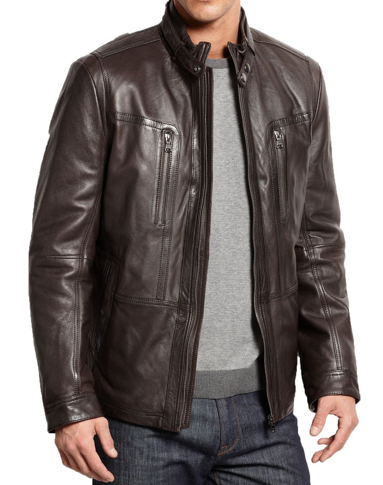 Men Lambskin Genuine Leather Jacket MJ117 freeshipping - SkinOutfit