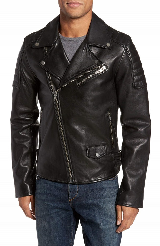 Men Lambskin Genuine Leather Jacket MJ118 freeshipping - SkinOutfit