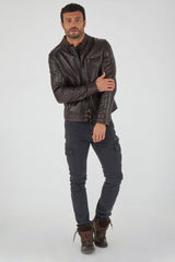Men Genuine Leather Jacket MJ119 freeshipping - SkinOutfit