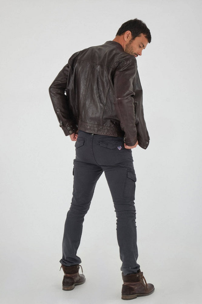 Men Genuine Leather Jacket MJ119 freeshipping - SkinOutfit