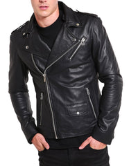 Men Lambskin Genuine Leather Jacket MJ125 freeshipping - SkinOutfit